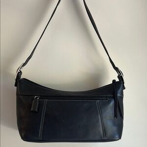 Tignanello Black Leather Shoulder Hobo Bag